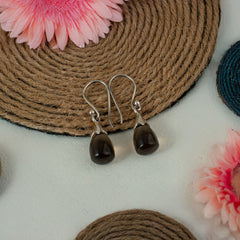 925 Elegant Sterling Silver Earrings with Smoky Quartz Gemstone – Handcrafted Jewelry for a Sophisticated Look