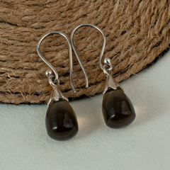 925 Elegant Sterling Silver Earrings with Smoky Quartz Gemstone – Handcrafted Jewelry for a Sophisticated Look