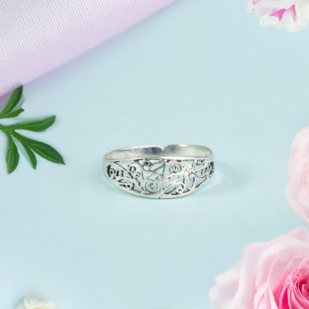 925 Elegant Sterling Silver Filigree Ring – Intricate Vintage Design for Timeless Beauty, Perfect for Everyday or Special Occasions
