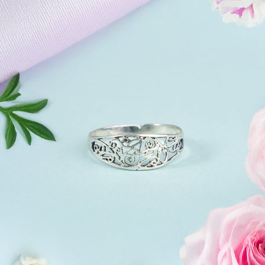 925 Elegant Sterling Silver Filigree Ring – Intricate Vintage Design for Timeless Beauty, Perfect for Everyday or Special Occasions