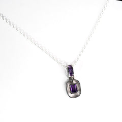 925 Silver Handcrafted Sterling Silver Pendant with Natural Amethyst Stone – Elegant and Unique Jewelry Piece