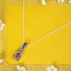 925 Silver Handcrafted Sterling Silver Pendant with Natural Amethyst Stone – Elegant and Unique Jewelry Piece