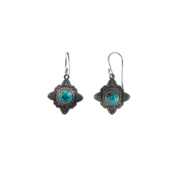 925 Elegant Sterling Silver Drop Earrings with Turquoise Gemstone - Vintage-Inspired Boho Design, Perfect for Everyday and Occasions