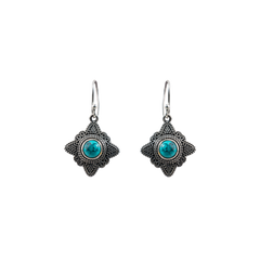 925 Elegant Sterling Silver Drop Earrings with Turquoise Gemstone - Vintage-Inspired Boho Design, Perfect for Everyday and Occasions