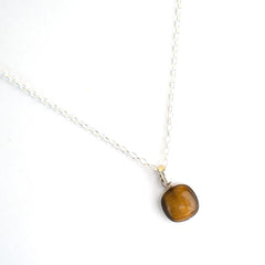 925 Handcrafted Tiger's Eye Pendant in Sterling Silver - Natural Gemstone Necklace for Protection, Strength, and Timeless Style