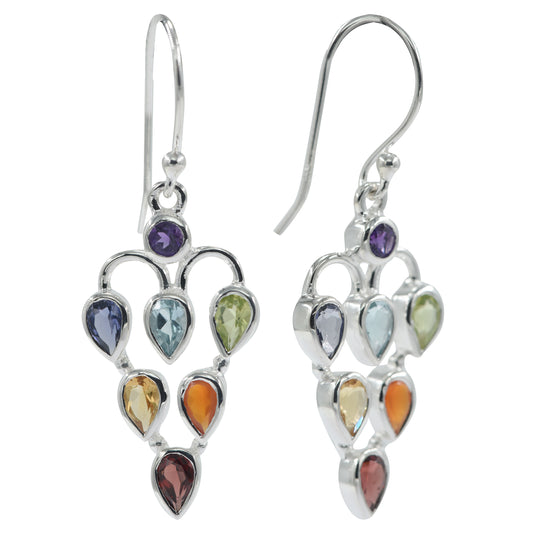 Silver Chakra Stone Earrings – Beautiful chakra stones for balance and energy. Perfect gift for women