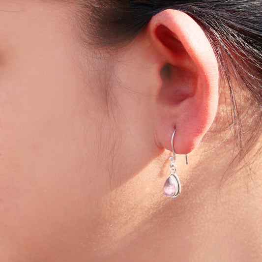 925 Sterling Silver Amethyst Earrings for Women Natural Stone Jewelry