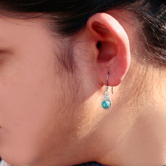 925 Sterling Silver Turquoise Earrings for Women Natural Stone Jewelry