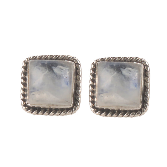 Fusionari 925 Sterling Silver Moonstone Eartops for Women | Handcrafted White Gemstone Jewelry | Elegant Everyday Design