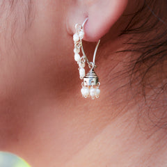 925 Sterling Silver Jhumka Earrings with Freshwater Pearls – Elegant Boho-Chic Design for Women
