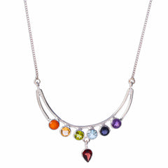 925 Sterling Silver Chakra Necklace with Natural Gemstones – Handmade Healing Energy Jewelry for Women