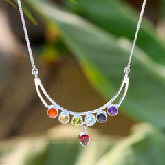 925 Sterling Silver Chakra Necklace with Natural Gemstones – Handmade Healing Energy Jewelry for Women