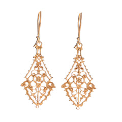 925 Stering Silver Elegant Filigree Gold-Plated Earrings – Vintage-Inspired Statement Jewelry for Women