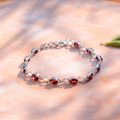 925 Stunning Sterling Silver Garnet Bracelet Elegant Timeless Beauty for Every Occasion and Sophisticated Look