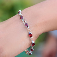 925 Stunning Sterling Silver Garnet Bracelet Elegant Timeless Beauty for Every Occasion and Sophisticated Look