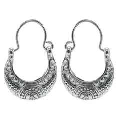 925 Silver Handcrafted Hoop Earrings – High polish finish with bohemian ethnic style. Perfect jewelry for women