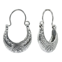 925 Silver Handcrafted Hoop Earrings – High polish finish with bohemian ethnic style. Perfect jewelry for women