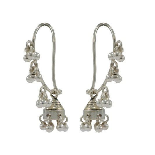 925 Silver Artisan Chandelier Earrings – Handcrafted sterling silver jhumka design. Elegant earrings for women and girls