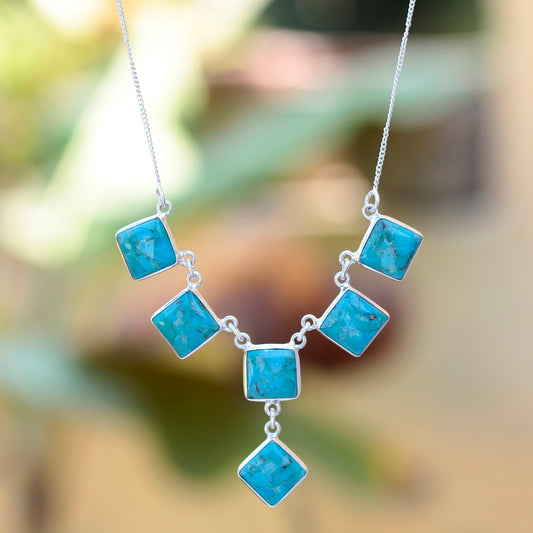 925 Sterling Silver Turquoise Necklace – Elegant, Minimalist Design with Stunning Blue Gemstones for Everyday and Special Occasions (Copy)