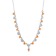 925 Sterling Silver Carnelian Necklace – Intricate Design with Orange Gemstones for a Timeless and Elegant Statement