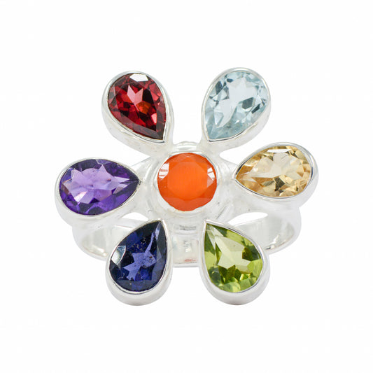 925 Silver Chakra Stone Ring – Natural chakra stones for balance and energy. Perfect gift for women and girls