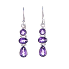 925 Silver Amethyst Earrings – Stunning natural amethyst stones for calming energy Perfect healing gift for women