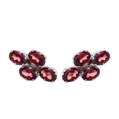 925 Sterling Silver Garnet Eartops – Elegant Handcrafted Jewelry for Every Occasion