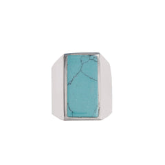 925 Handcrafted Sterling Silver Ring with Turquoise Gemstone - Elegant Statement Jewelry for Men
