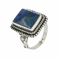 Silver Lapis Lazuli Ring – Handcrafted silver band with an elegant lapis lazuli center stone. Timeless style for men and boys