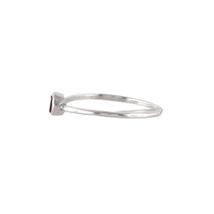 925 Minimalist Sterling Silver Ring with Garnet Gemstone - Classic Jewelry for Women