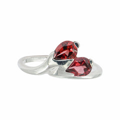 925 Silver Pear-Shaped Garnet Ring – Unique design with two garnet stones for a bold, elegant statement. Perfect gift for women and girls