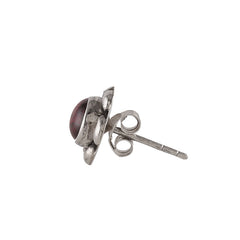 925 Silver Garnet Stud Earrings – Elegant Design for Women & Girls