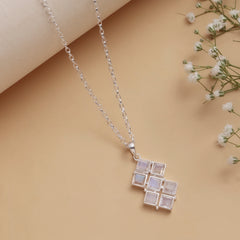 925 Sterling Silver Moonstone Pendant with Chain for Women | Necklace | Party Wear Jewellery | Designer Wedding Pendant Set | Elegant Gift for Her | Fashion Necklace Women |