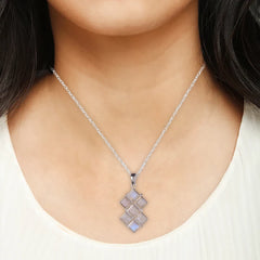 925 Sterling Silver Moonstone Pendant with Chain for Women | Necklace | Party Wear Jewellery | Designer Wedding Pendant Set | Elegant Gift for Her | Fashion Necklace Women |