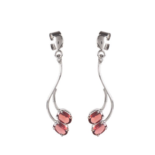 925 Sterling Silver Garnet Earrings for Women | Handcrafted Red Gemstone Jewelry | Classic and Stylish Design |