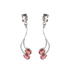 925 Sterling Silver Garnet Earrings for Women | Handcrafted Red Gemstone Jewelry | Classic and Stylish Design |