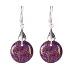 Purple Turquoise Drop Earrings – Elegant Sterling Silver Dangle Jewelry