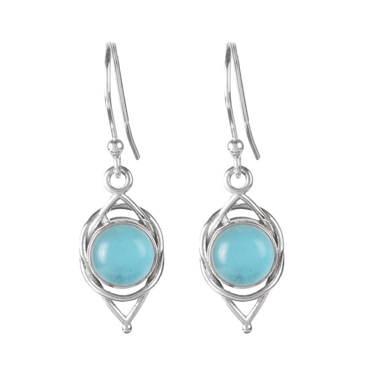925 Sterling Silver Blue Chalcedony Earrings for Women | Handcrafted Gemstone Jewelry | Classic and Stylish Design | Size 3x1 cm