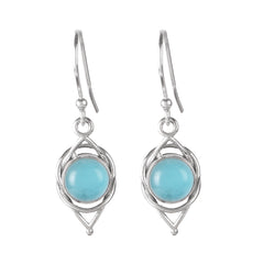 925 Sterling Silver Blue Chalcedony Earrings for Women | Handcrafted Gemstone Jewelry | Classic and Stylish Design | Size 3x1 cm