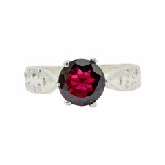 925 Silver Garnet & Zircon Ring – Elegant design with 22 sparkling zircon stones. A timeless beauty for women and girls.