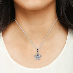 925 Sterling Silver Blue Topaz Pendant Necklace for Women with 18" Chain | Handmade Gemstone Jewelry | Sparkling Blue Stone | Elegant Gift for Her