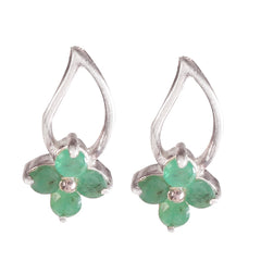 925 Silver Delicate Emerald Stone Eartops