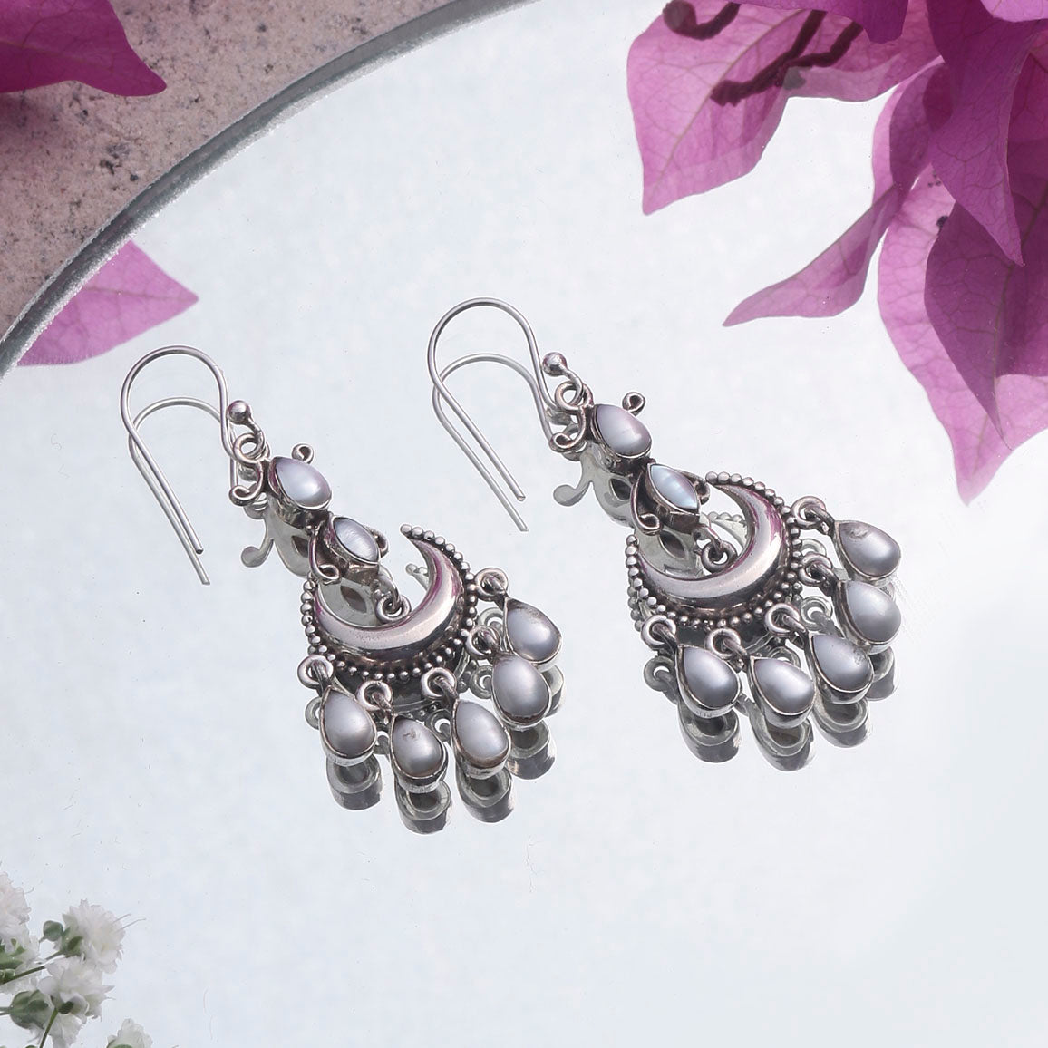 925 Sterling Silver Pearl Earrings for Women | Elegant Handmade Wedding Jewelry