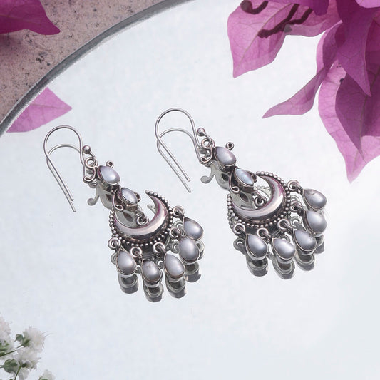 925 Sterling Silver Pearl Earrings for Women | Elegant Handmade Wedding Jewelry