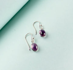 Fusionari 925 Sterling Silver Amethyst Earrings for Women | Handcrafted Purple Gemstone Jewelry | Elegant Designer Earrings