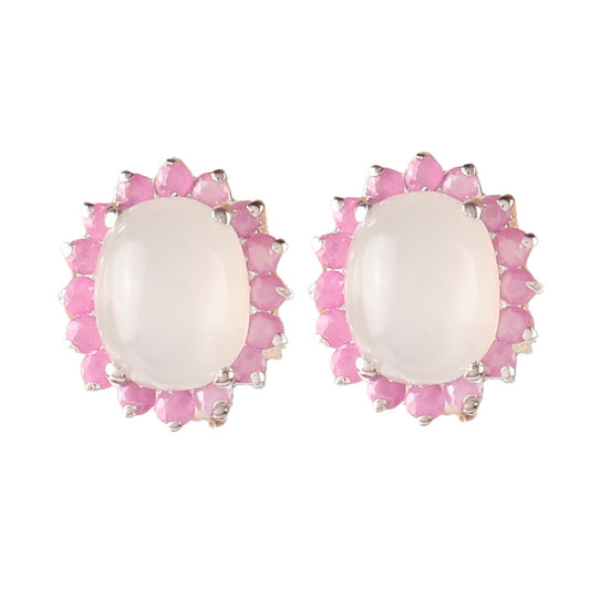 Fusionari 925 Sterling Silver Moonstone  Gemstone Stud Earrings for Women – Elegant Handmade Jewelry for Gifting & Everyday Wear
