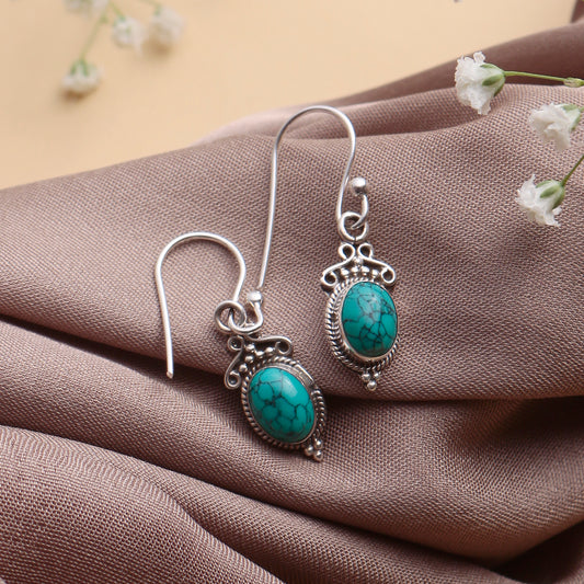 925 Sterling Silver Turquoise Earrings for Women | Handmade Spiritual Jewelry