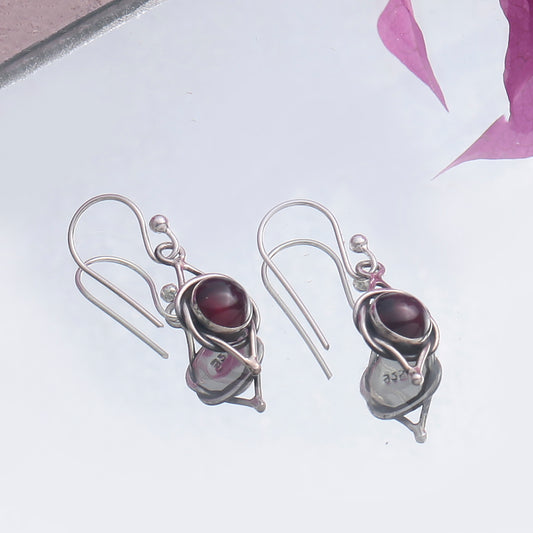925 Sterling Silver Garnet Earrings for Women | January Birthstone Jewelry Gift