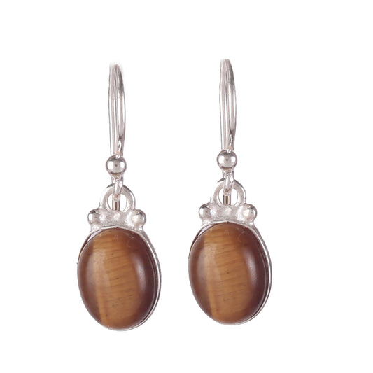 925 Sterling Silver Tiger Eye Earrings for Women|Handmade Jewelry for Confidence