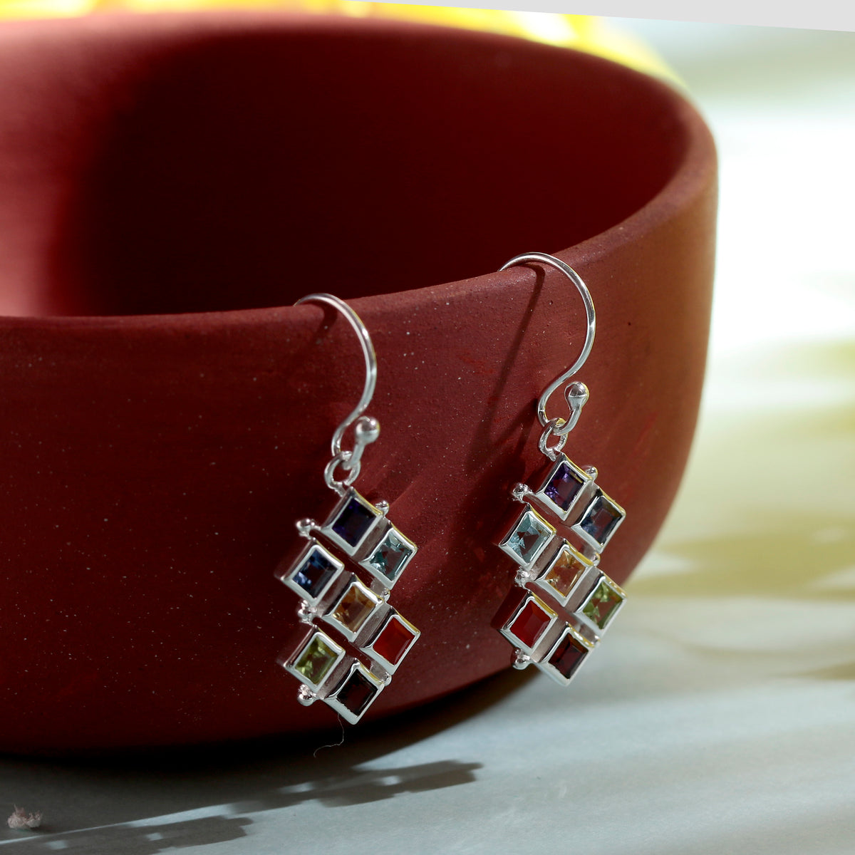 Silver Chakra Stone Earrings Beautiful Chakra Stones Earring